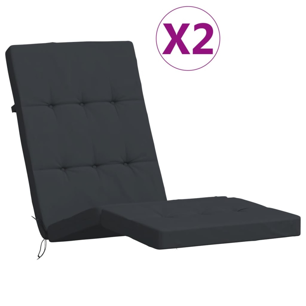 vidaXL Μαξιλάρια Ξαπλώστρας 2 τεμ. Μαύρα από Ύφασμα Oxford