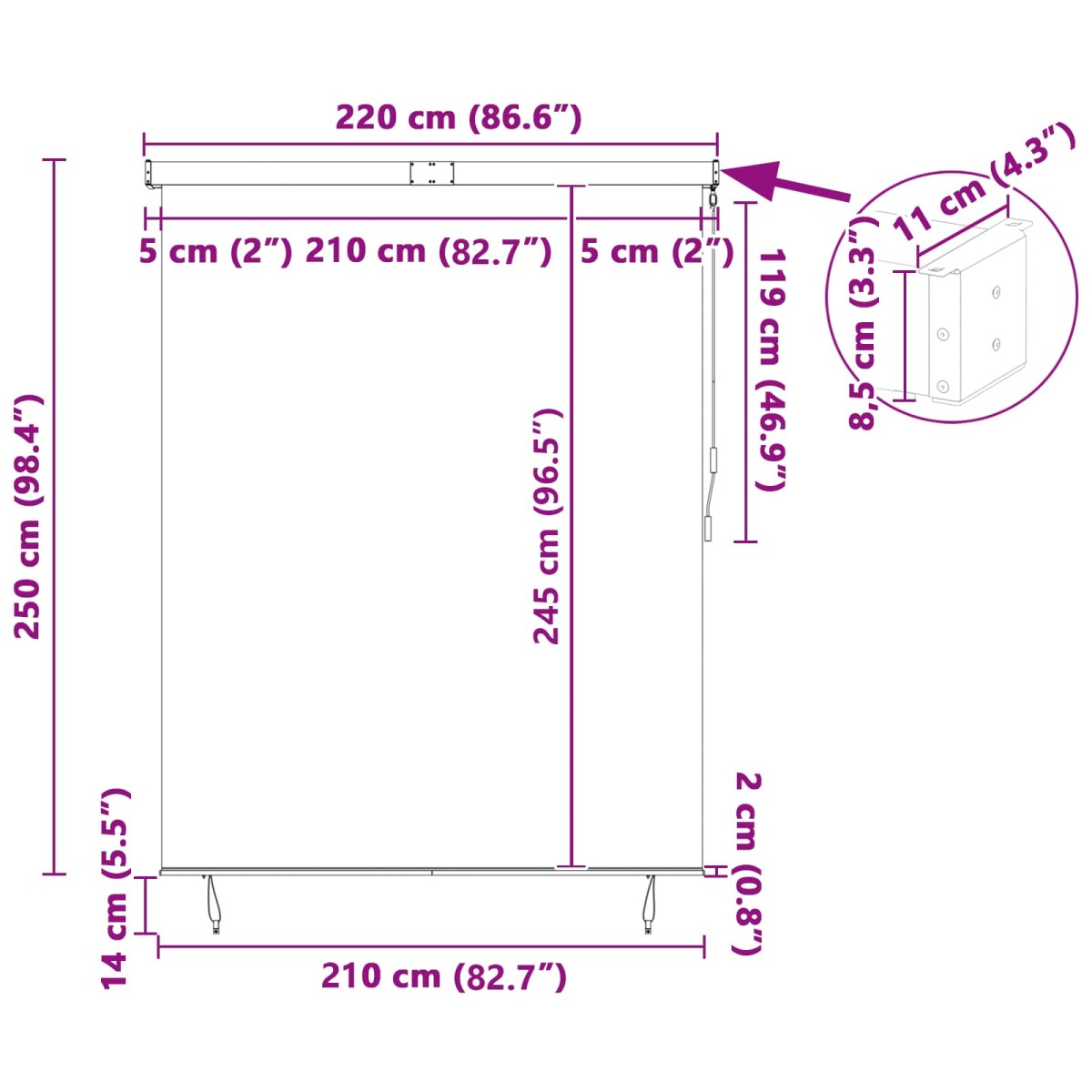vidaXL Ρόλερ (στόρι) Κίτρινο και Μπλε 220 x 250 cm