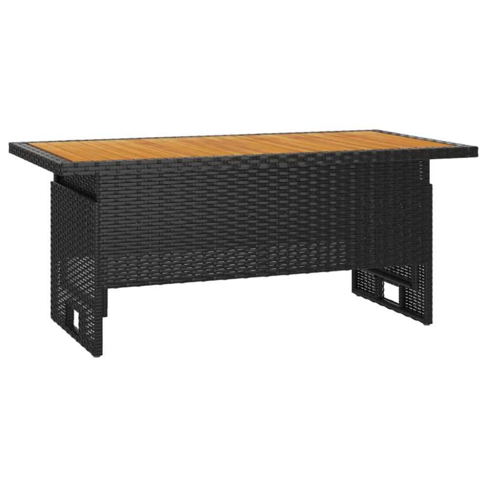 vidaXL Τραπέζι Κήπου Μαύρο 100x50x43/63 εκ. Μασίφ Ακακία & Συνθ. Ρατάν
