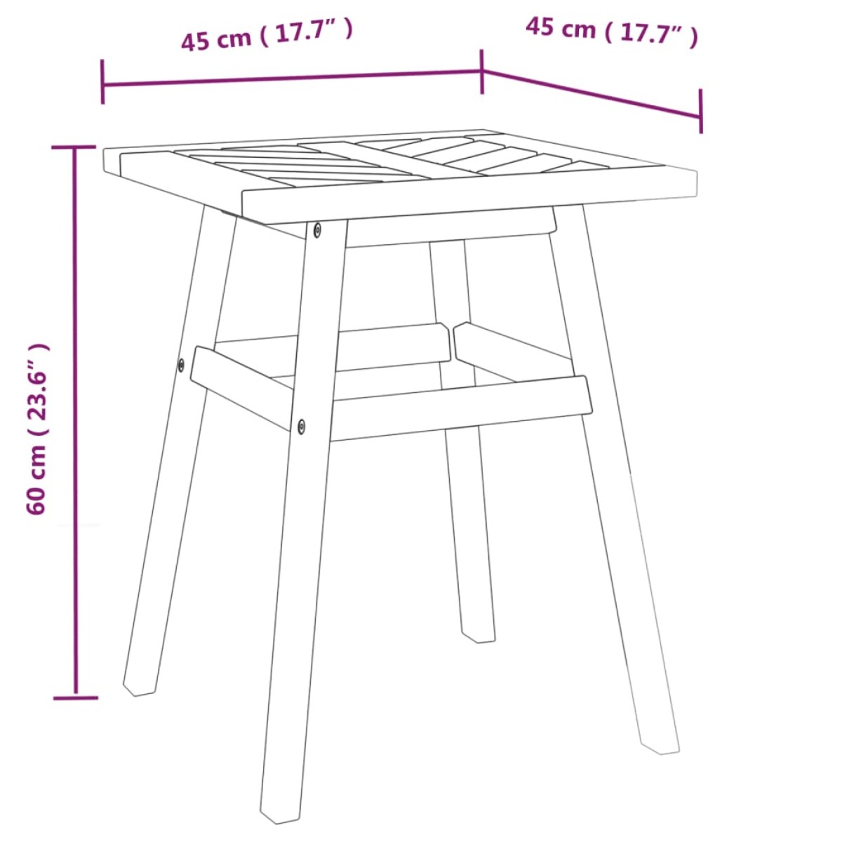 vidaXL Τραπεζάκι Βοηθητικό 45 x 45 x 60 εκ. από Μασίφ Ξύλο Ακακίας