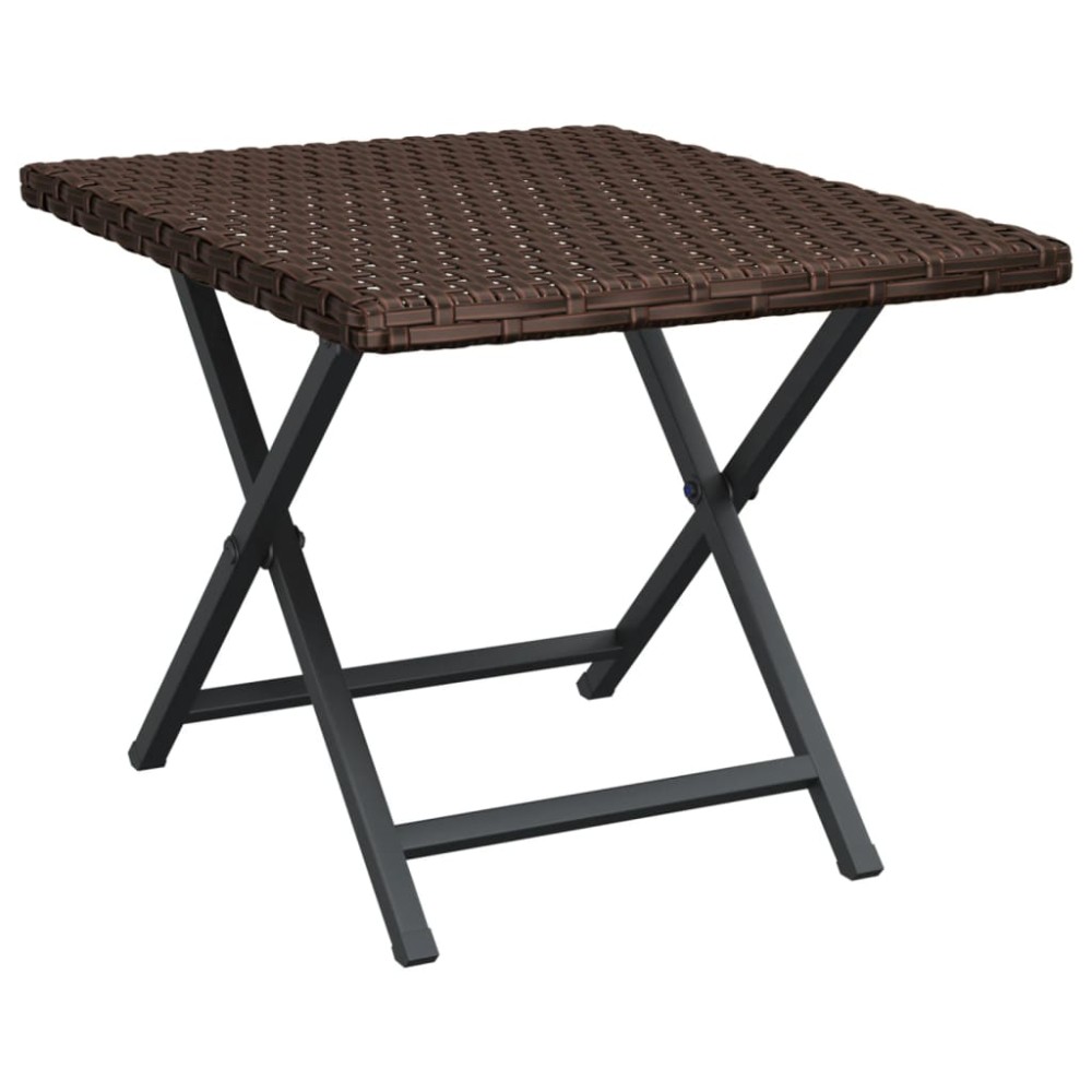 vidaXL Τραπέζι Πτυσσόμενο Καφέ 45 x 35 x 32 εκ. από Συνθετικό Ρατάν