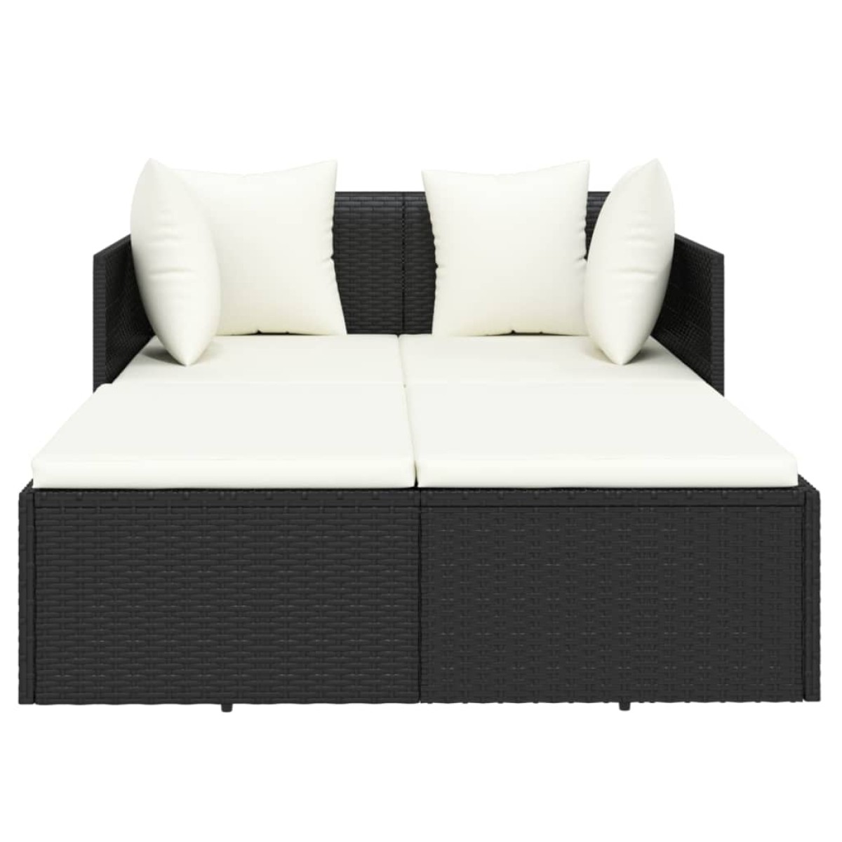 vidaXL Ξαπλώστρα Μαύρη 182 x 118 x 63 εκ. Συνθετικό Ρατάν με Μαξιλάρια