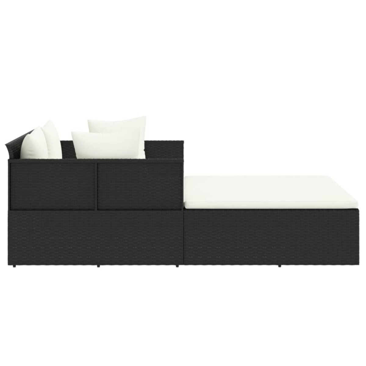 vidaXL Ξαπλώστρα Μαύρη 182 x 118 x 63 εκ. Συνθετικό Ρατάν με Μαξιλάρια