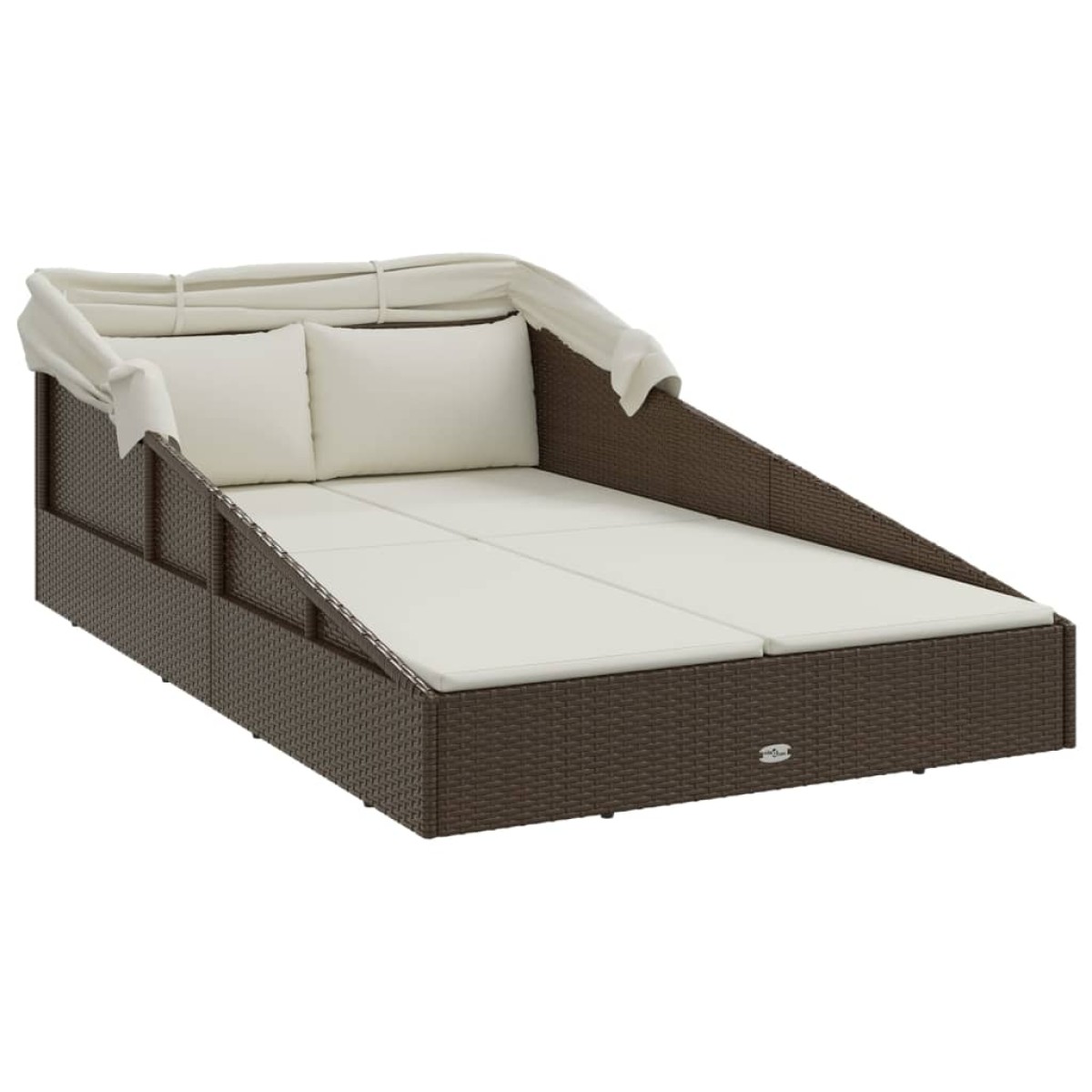 vidaXL Ξαπλώστρα με Πτυσσόμενη Οροφή Καφέ 200x114x128 εκ. Συνθ. Ρατάν