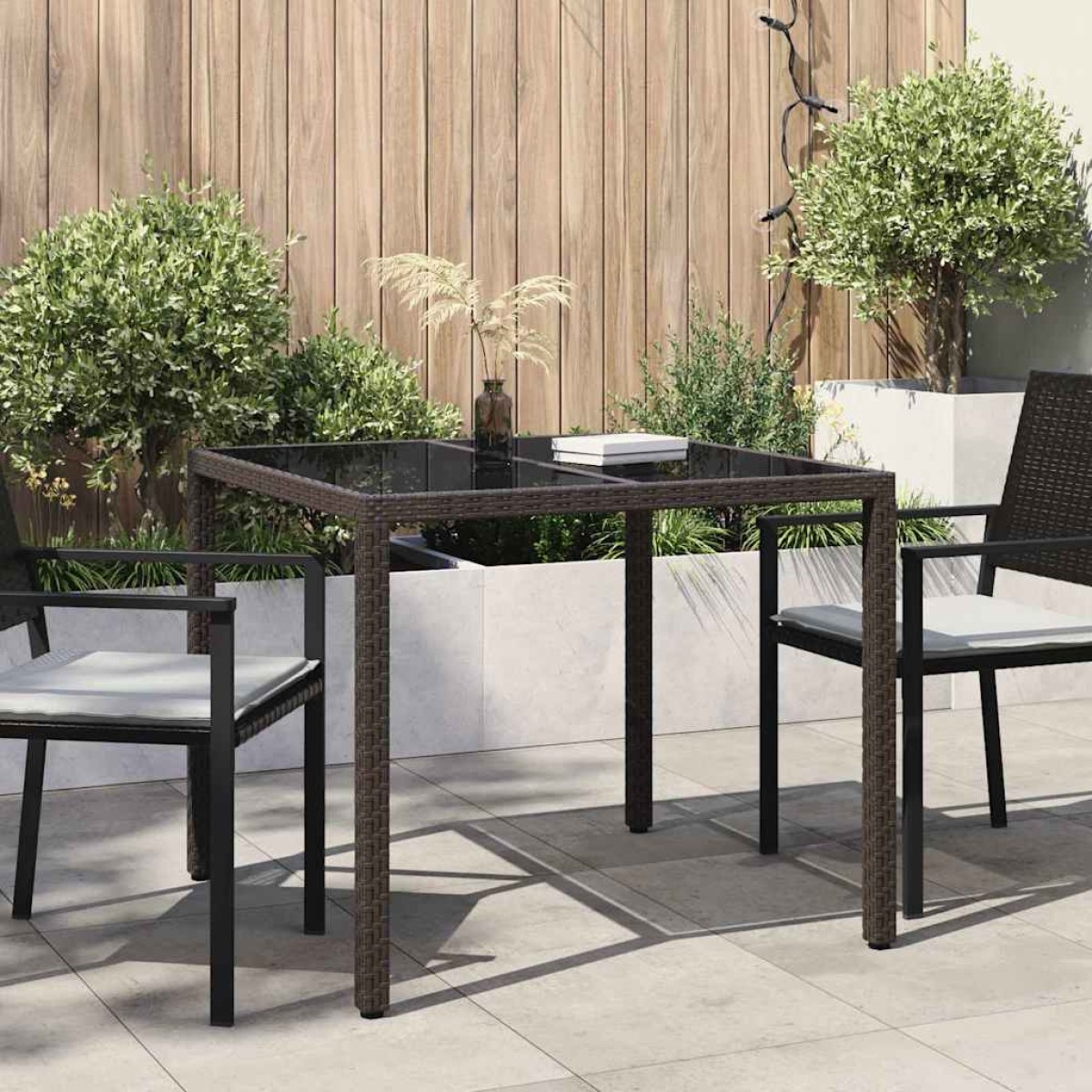 vidaXL Τραπέζι Κήπου Καφέ 90 x 90 x 75 cm συνθετικό ρατάν