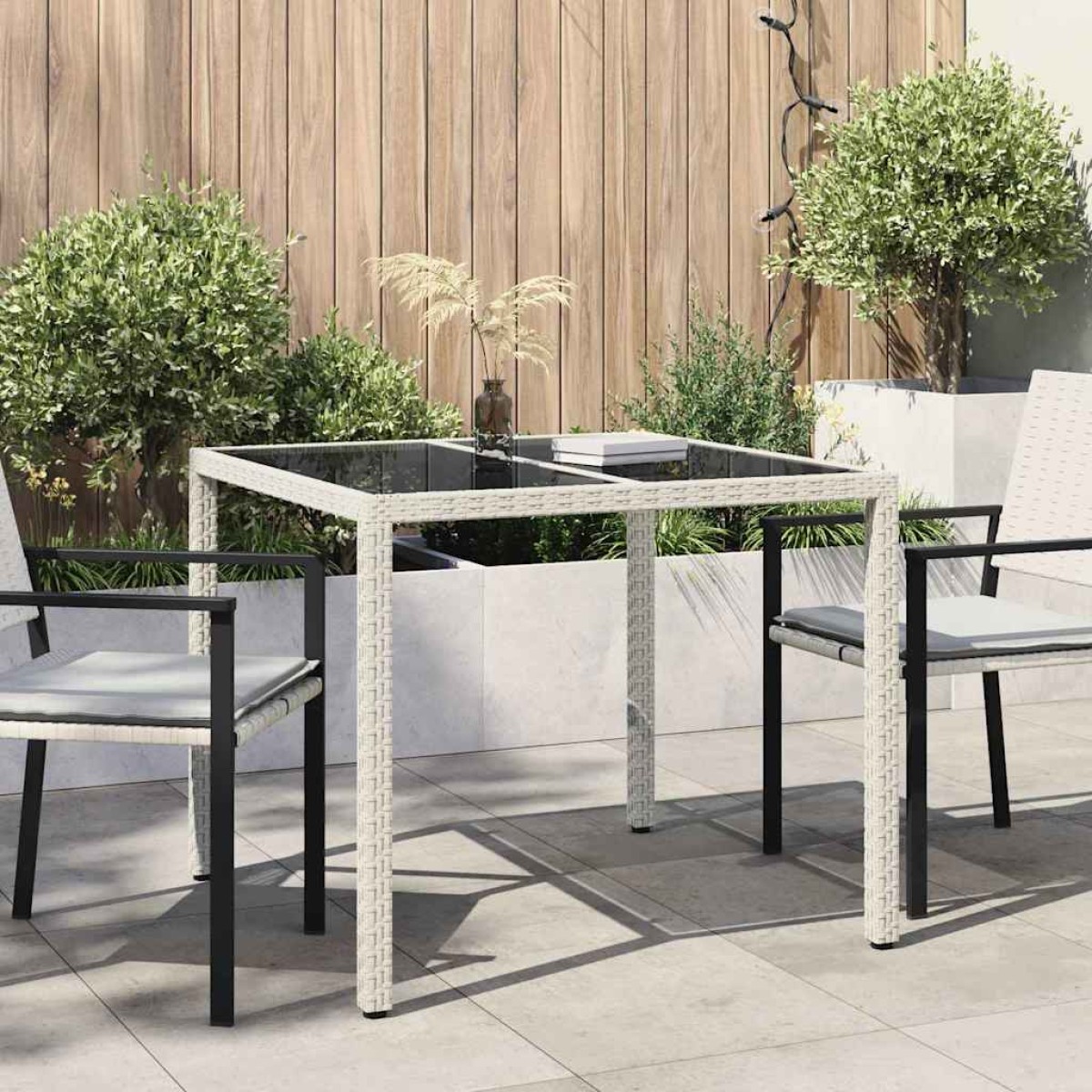 vidaXL Τραπέζι Κήπου Λευκό 90 x 90 x 75 cm συνθετικό ρατάν