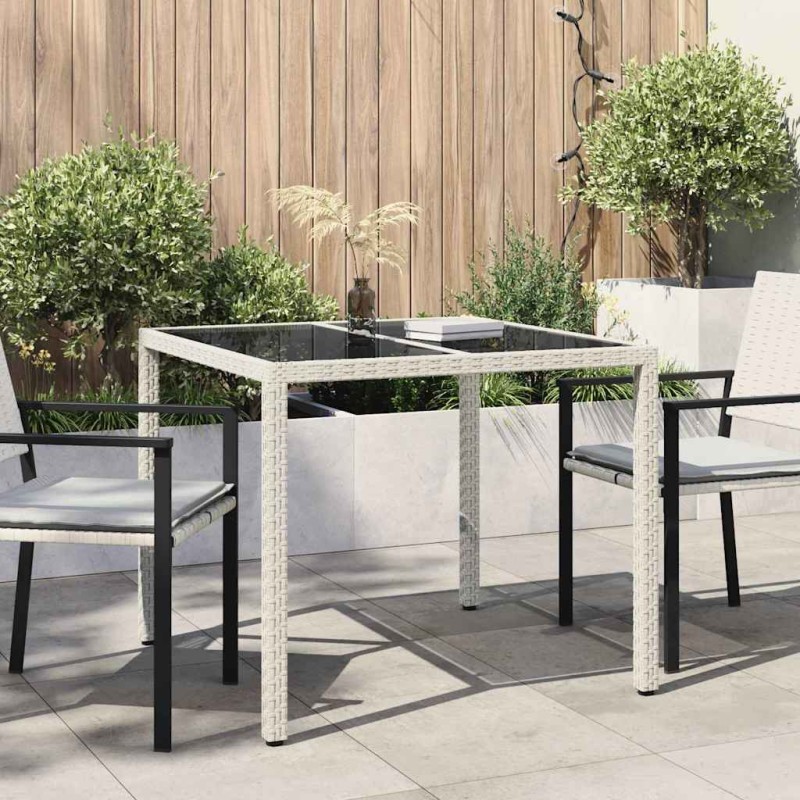 vidaXL Τραπέζι Κήπου Λευκό 90 x 90 x 75 cm συνθετικό ρατάν