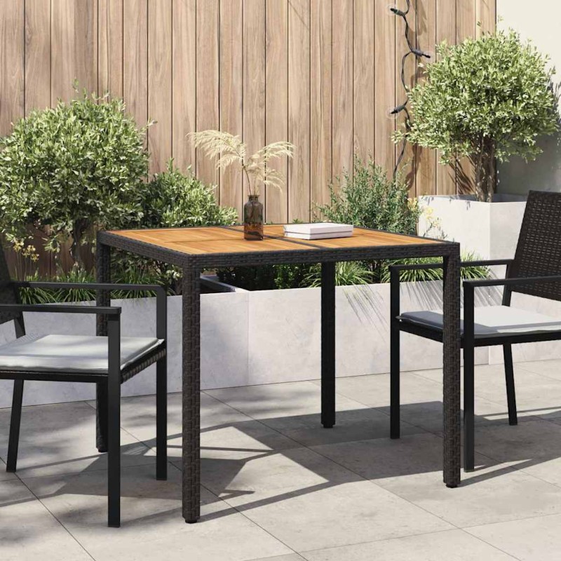 vidaXL Τραπέζι Κήπου Μαύρο 90 x 90 x 75 cm συνθετικό ρατάν