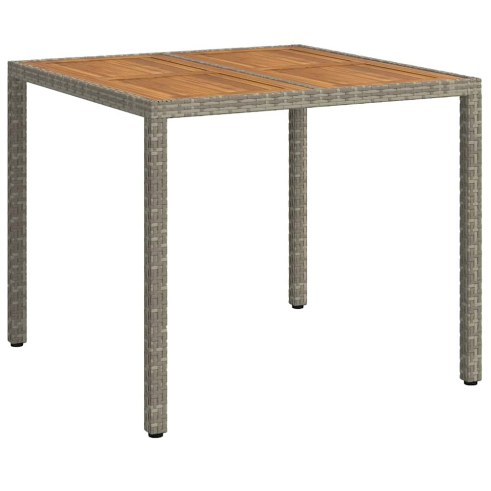 vidaXL Τραπέζι Κήπου Γκρι 90 x 90 x 75 cm συνθετικό ρατάν