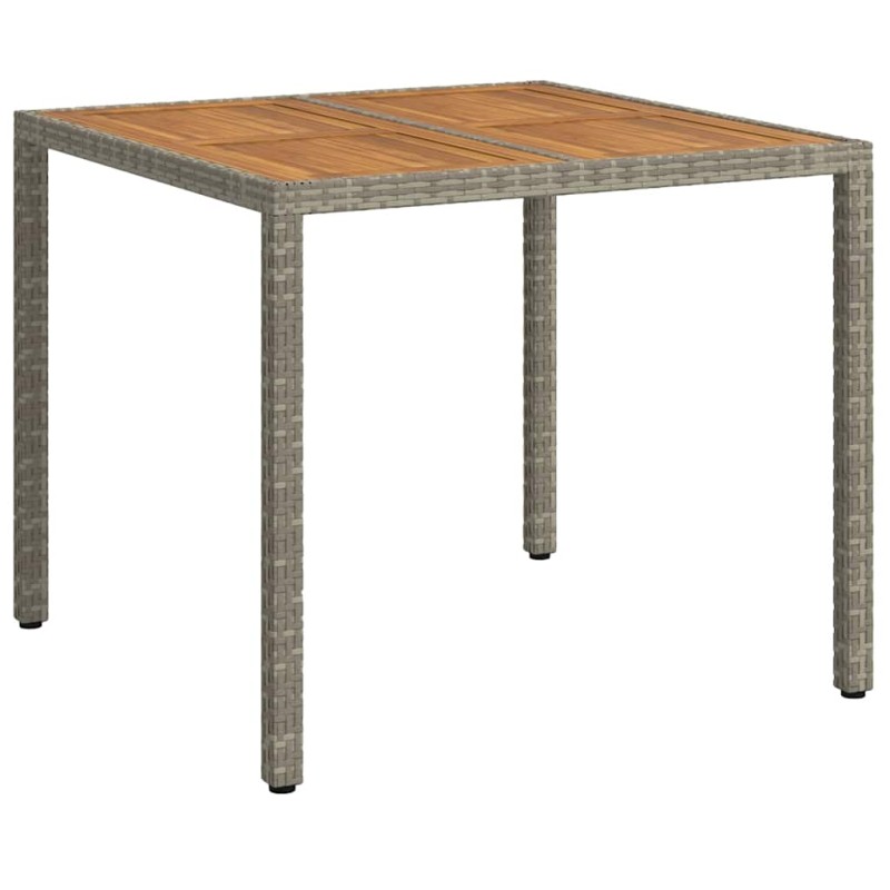 vidaXL Τραπέζι Κήπου Γκρι 90 x 90 x 75 cm συνθετικό ρατάν