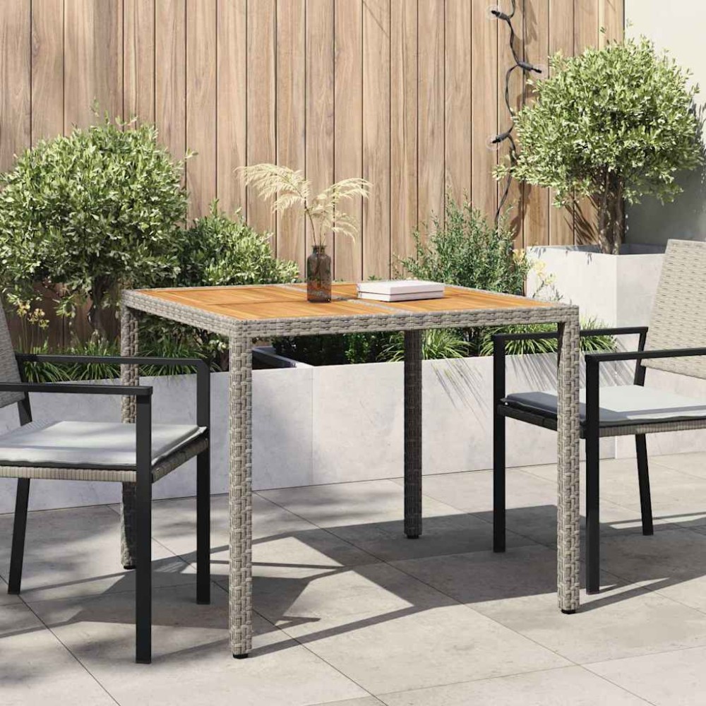 vidaXL Τραπέζι Κήπου Γκρι 90 x 90 x 75 cm συνθετικό ρατάν