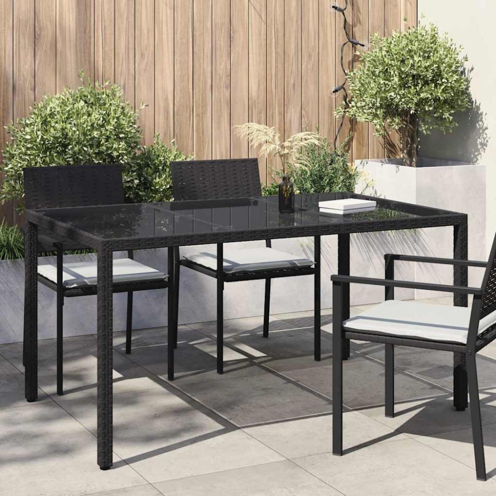 vidaXL Τραπέζι Κήπου Μαύρο 150 x 90 x 75 cm συνθετικό ρατάν