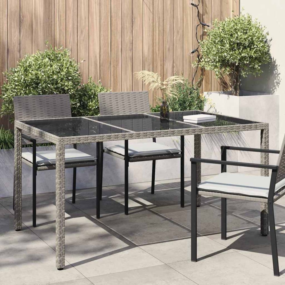 vidaXL Τραπέζι Κήπου Γκρι 150 x 90 x 75 cm συνθετικό ρατάν
