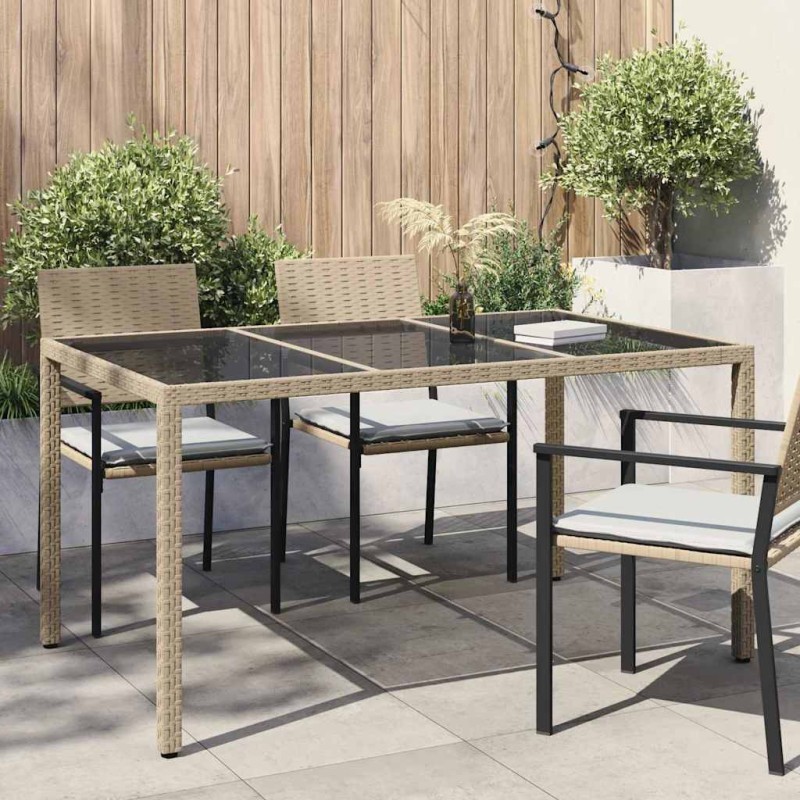 vidaXL Τραπέζι Κήπου Μπεζ 150 x 90 x 75 cm συνθετικό ρατάν