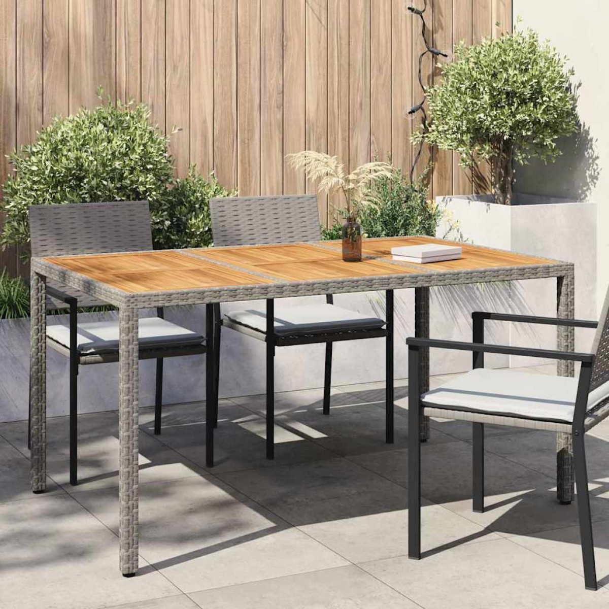vidaXL Τραπέζι Κήπου Γκρι 150 x 90 x 75 cm συνθετικό ρατάν