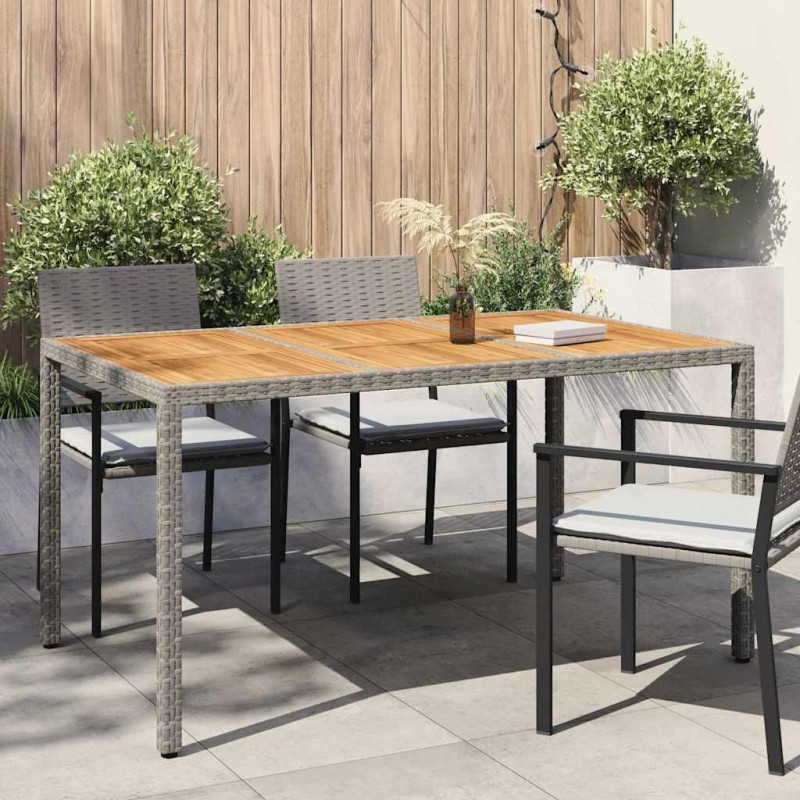 vidaXL Τραπέζι Κήπου Γκρι 150 x 90 x 75 cm συνθετικό ρατάν