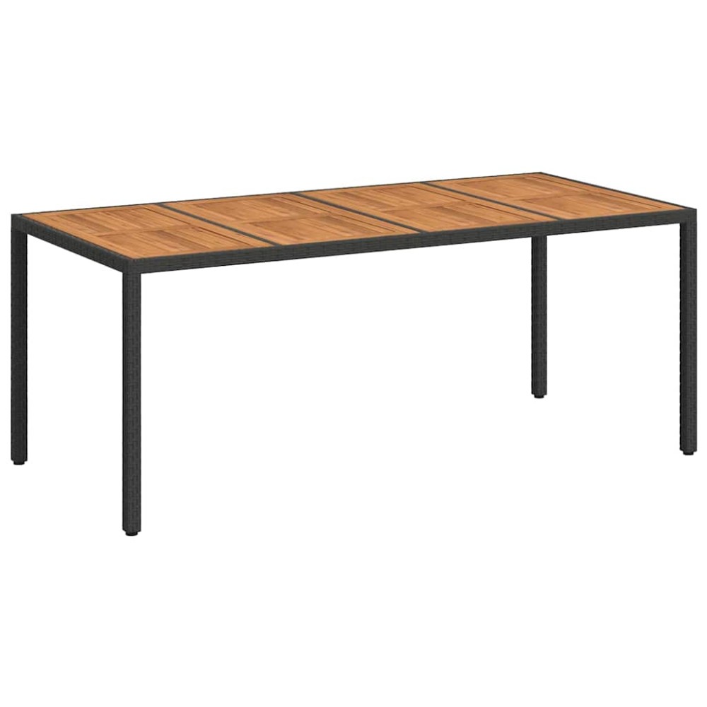 vidaXL Τραπέζι Κήπου Μαύρο 190 x 90 x 75 cm συνθετικό ρατάν