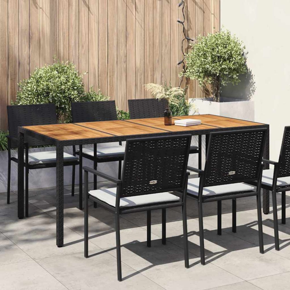 vidaXL Τραπέζι Κήπου Μαύρο 190 x 90 x 75 cm συνθετικό ρατάν