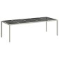 vidaXL Τραπέζι Κήπου Λευκό 250x100x75 εκ. Συνθετ. Ρατάν/Ψημένο Γυαλί