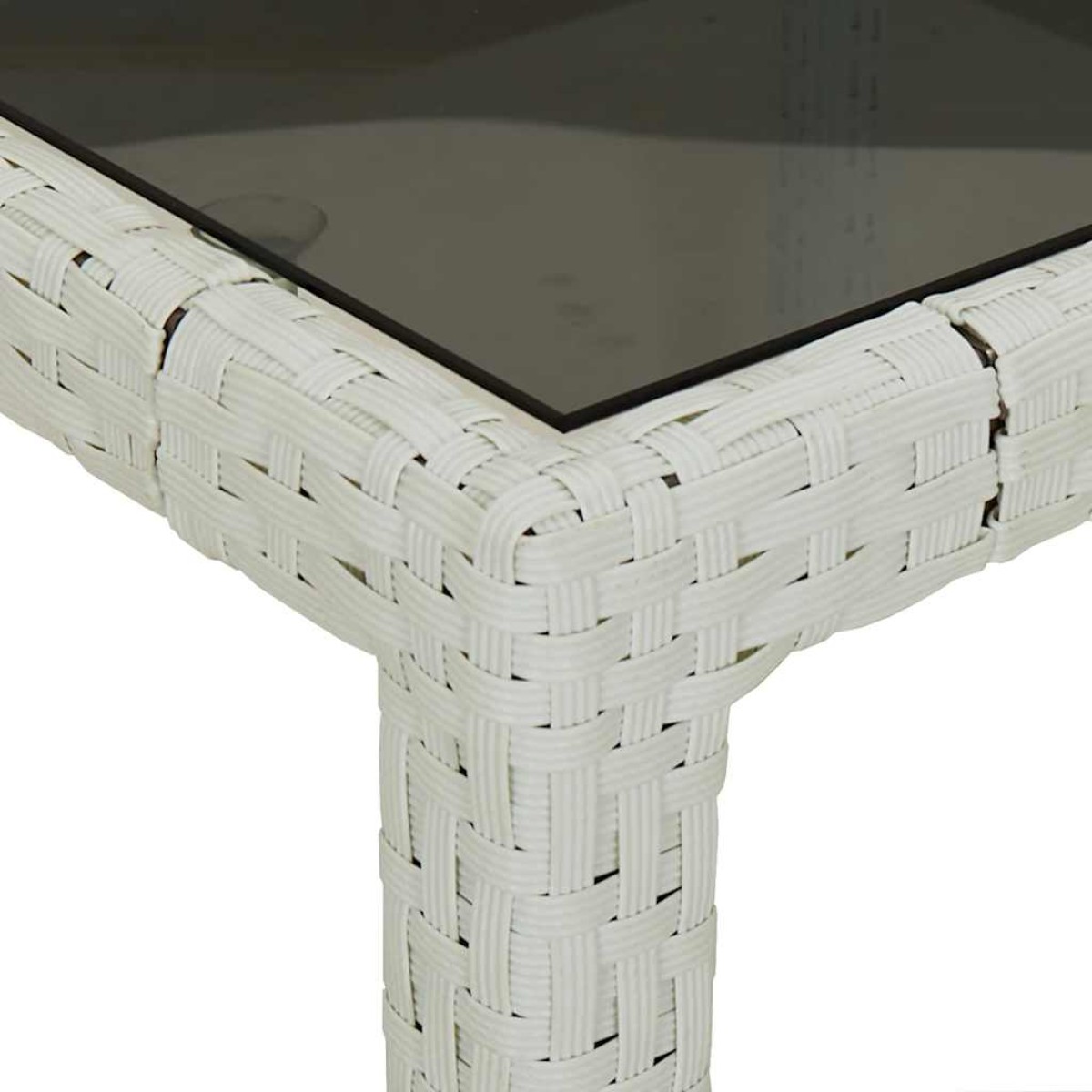 vidaXL Τραπέζι Κήπου Λευκό 250x100x75 εκ. Συνθετ. Ρατάν/Ψημένο Γυαλί