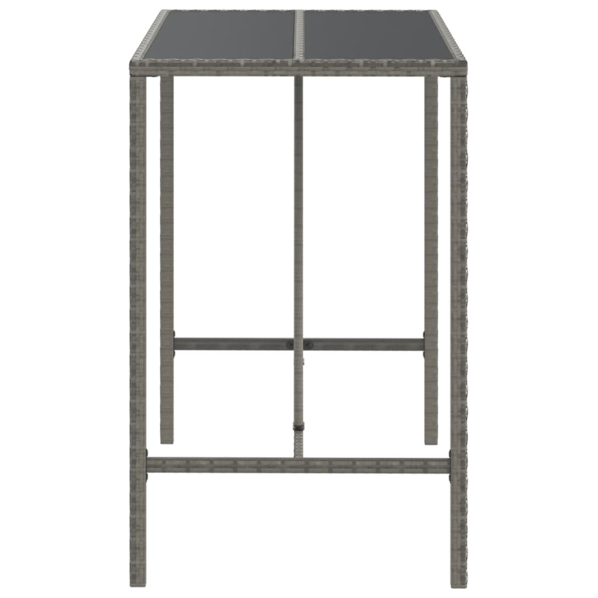 vidaXL Τραπέζι Μπαρ με Γυάλ. Επιφάνεια Γκρι 110x70x110 εκ. Συνθ. Ρατάν