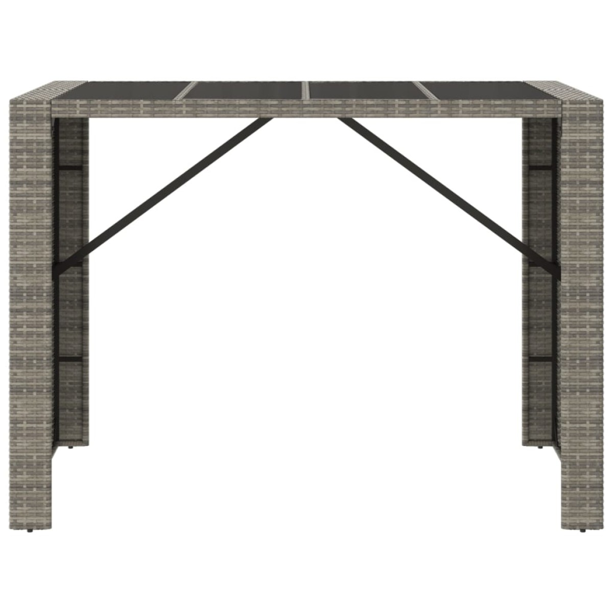 vidaXL Τραπέζι Μπαρ με Γυάλ. Επιφάνεια Γκρι 145x80x110 εκ. Συνθ. Ρατάν