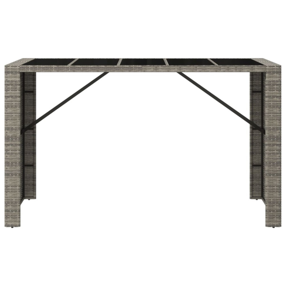 vidaXL Τραπέζι Μπαρ με Γυάλ. Επιφάνεια Γκρι 185x80x110 εκ. Συνθ. Ρατάν