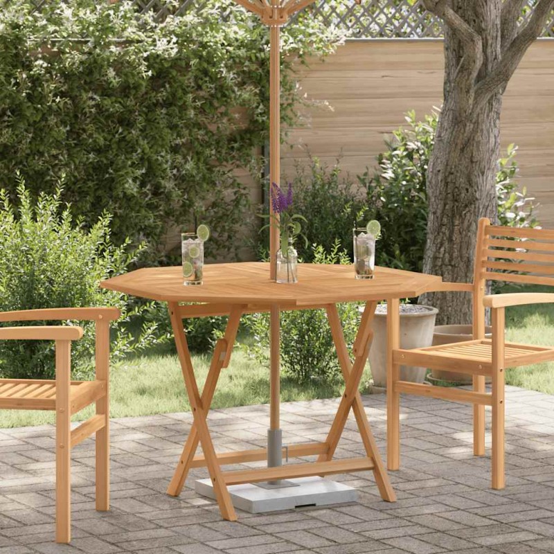 vidaXL Τραπέζι Κήπου Πτυσσόμενο 110 x 110 x 75 εκ. Μασίφ Ξύλο Teak