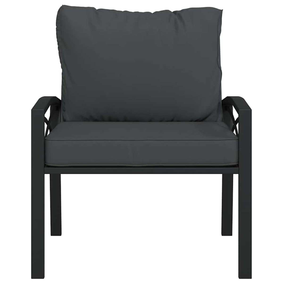 vidaXL Καρέκλα Κήπου 68 x 76 x 79 εκ. Ατσάλινη με Γκρι Μαξιλάρια
