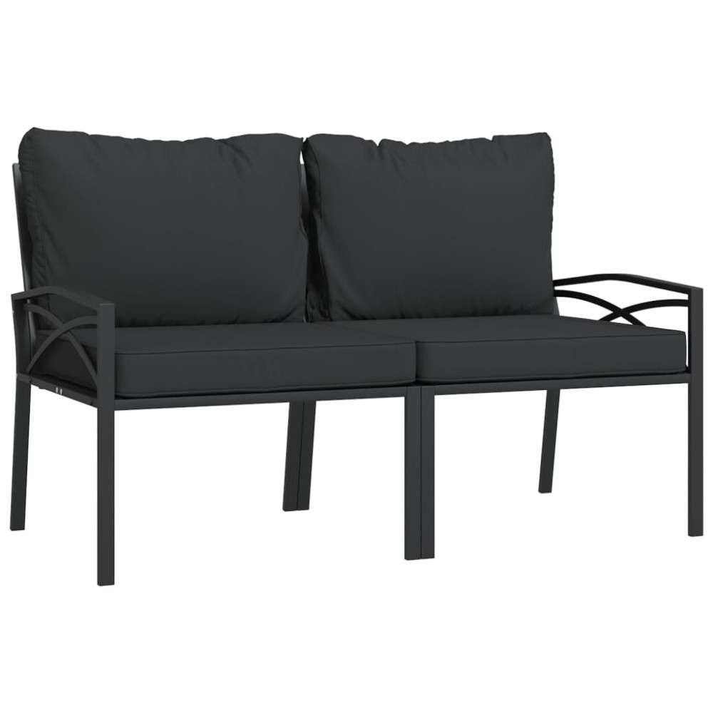 vidaXL Καρέκλες Κήπου 2 τεμ. 62 x 75 x 79 εκ. Ατσάλι με Γκρι Μαξιλάρια