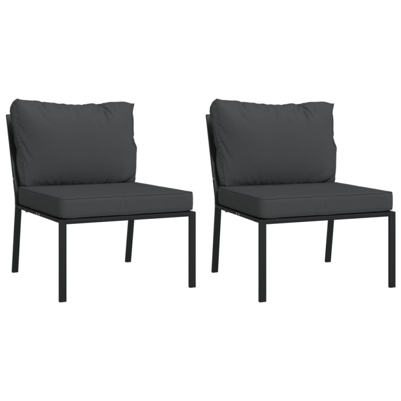 vidaXL Καρέκλες Κήπου 2 τεμ. 60 x 74 x 79 εκ. Ατσάλι με Γκρι Μαξιλάρια