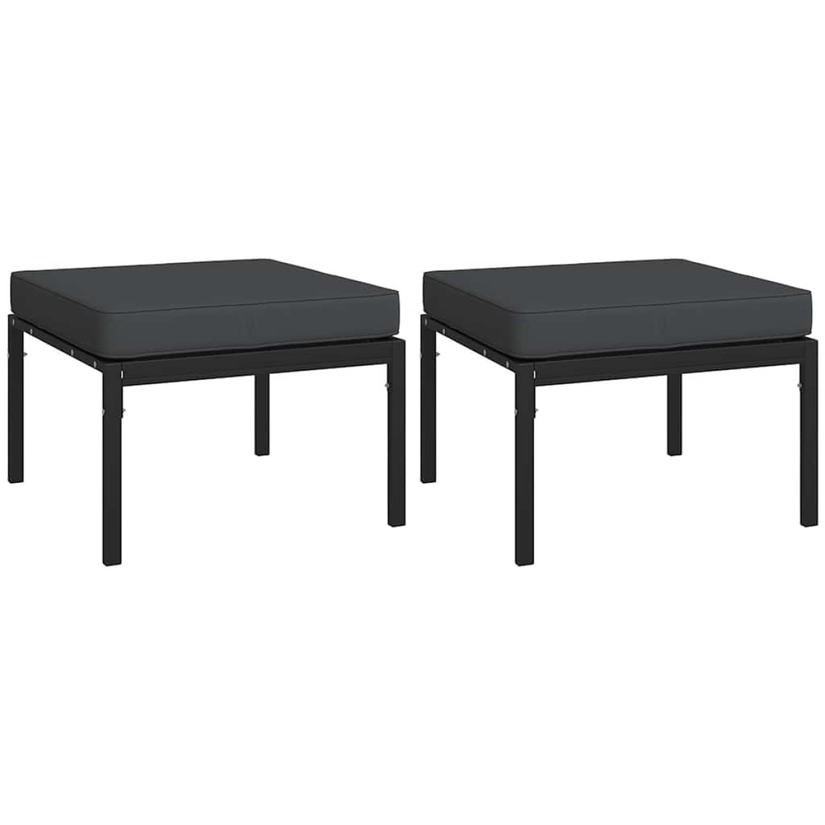 vidaXL Υποπόδια Κήπου 2 τεμ. 60 x 60 x 35 εκ Ατσάλι με Γκρι Μαξιλάρια