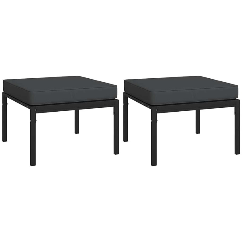 vidaXL Υποπόδια Κήπου 2 τεμ. 60 x 60 x 35 εκ Ατσάλι με Γκρι Μαξιλάρια