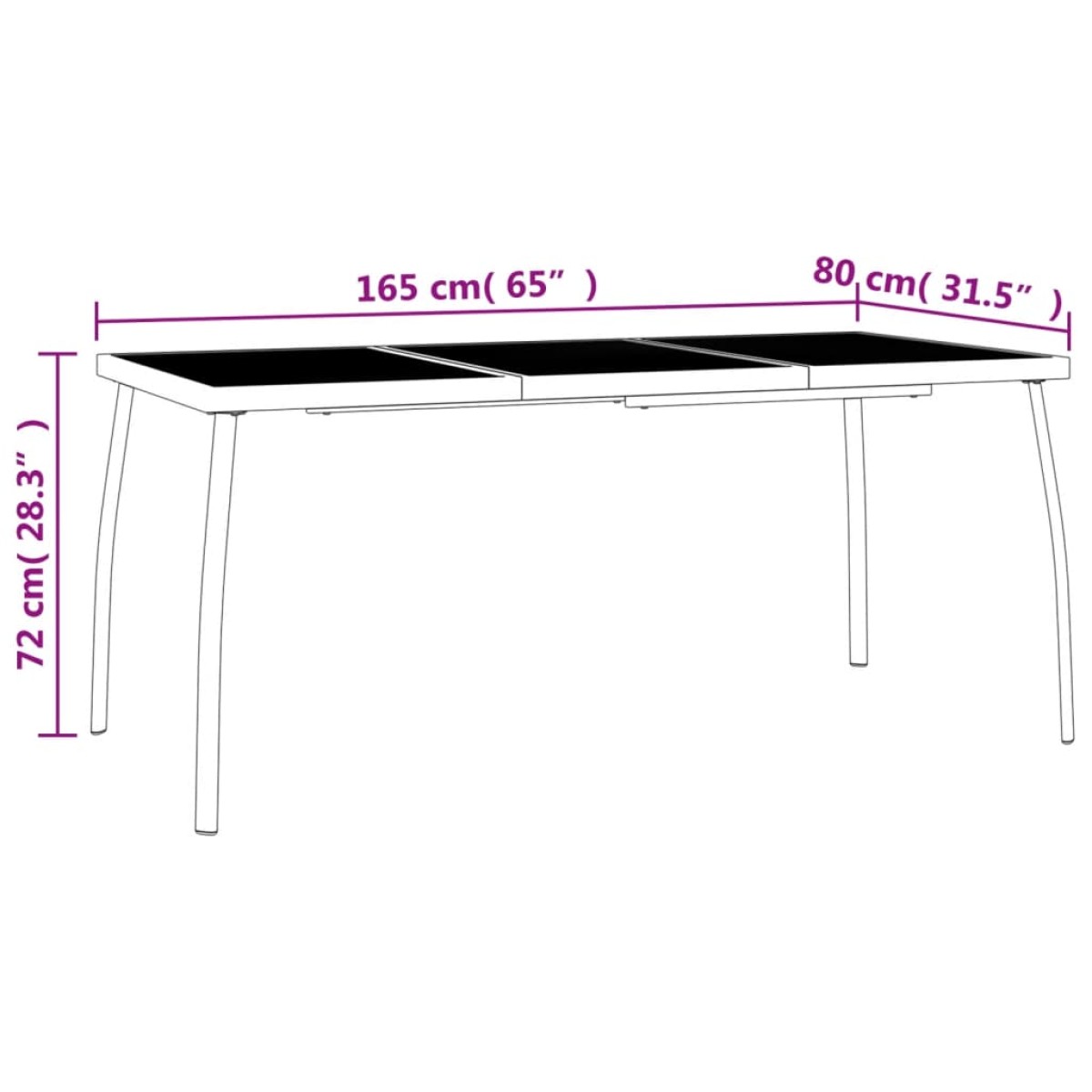 vidaXL Τραπέζι Κήπου Ανθρακί με Πλέγμα 165 x 80 x 72 εκ. Ατσάλινο