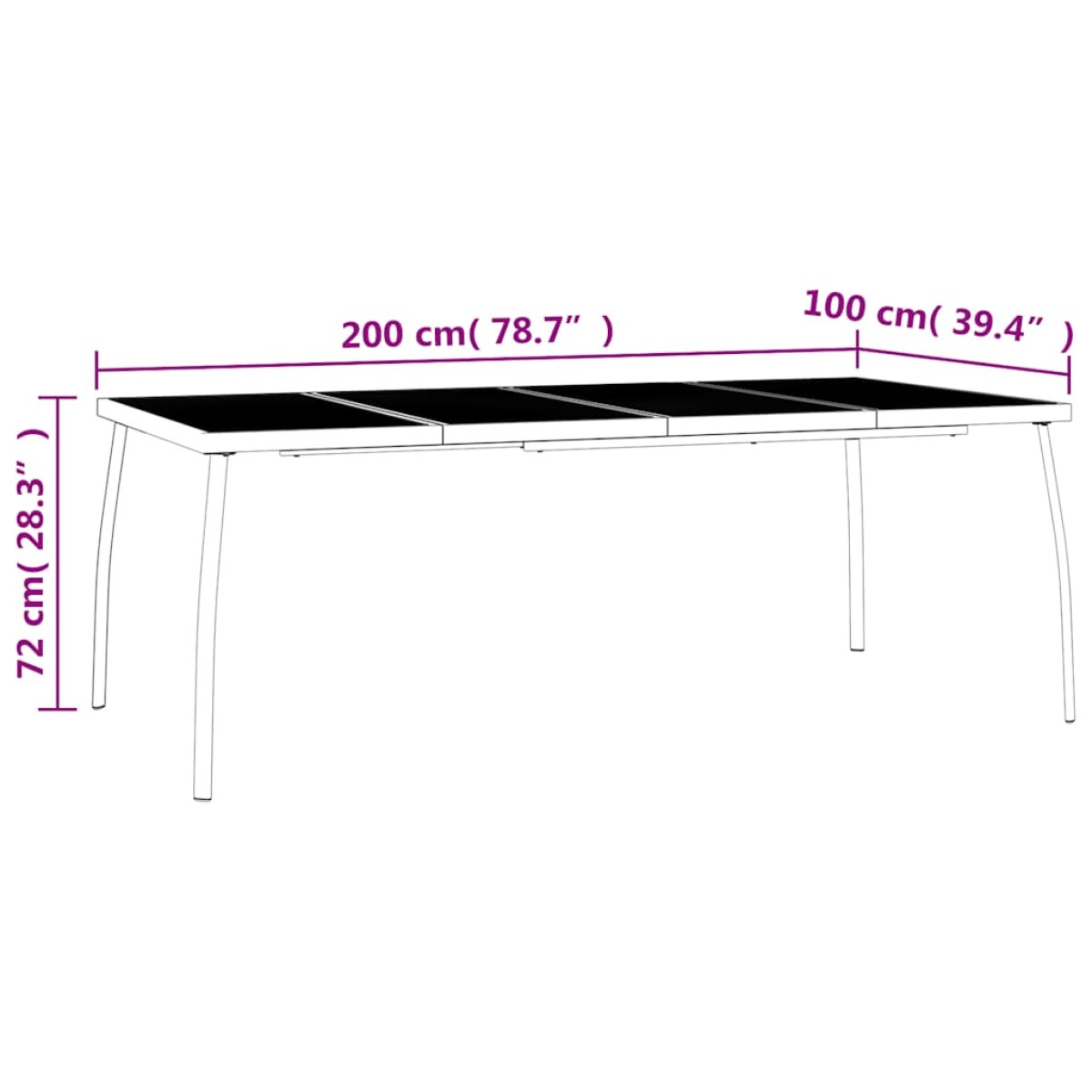 vidaXL Τραπέζι Κήπου Ανθρακί με Πλέγμα 200x100x72 εκ. Ατσάλινο
