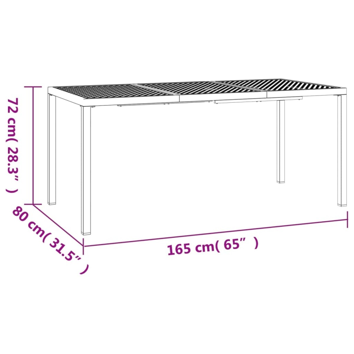 vidaXL Τραπέζι Κήπου Ανθρακί 165x80x72 εκ. Ατσάλινο