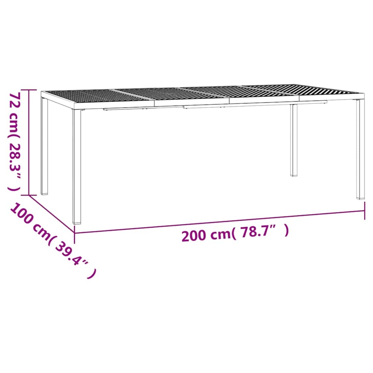 vidaXL Τραπέζι Κήπου Ανθρακί 200x100x72 εκ. Ατσάλινο