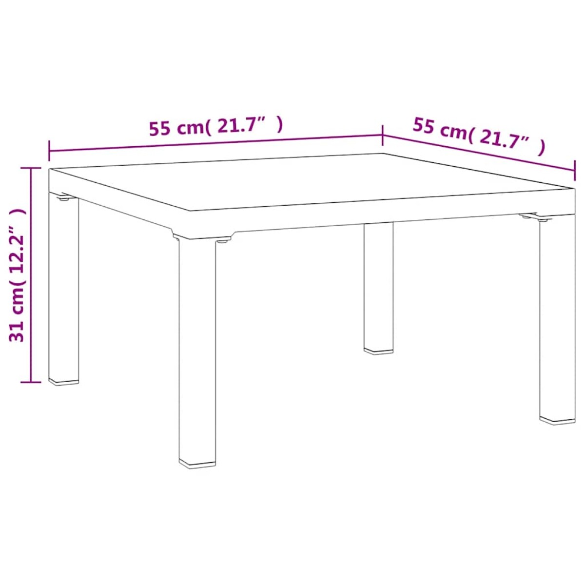 vidaXL Τραπέζάκι Κήπου Γκρι 55 x 55 x 31 εκ. από DPC και Ατσάλι