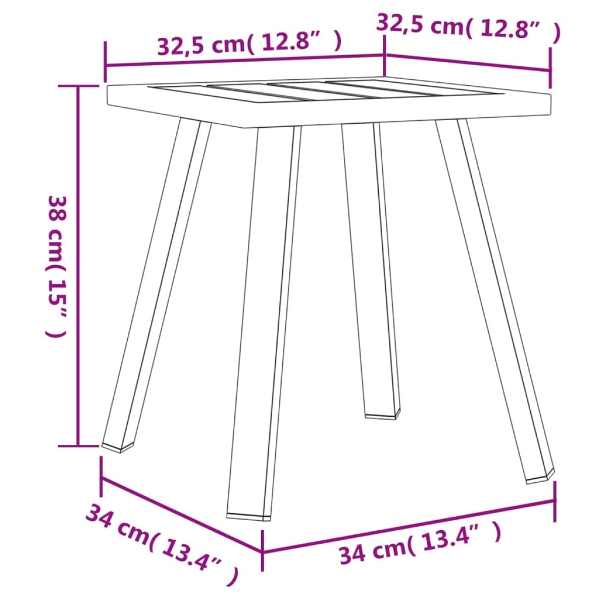vidaXL Τραπέζι Κήπου Ανθρακί 34 x 34 x 38 εκ. Ατσάλινο