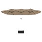 vidaXL Ομπρέλα με Διπλή Κορυφή Taupe 449 x 245 εκ.