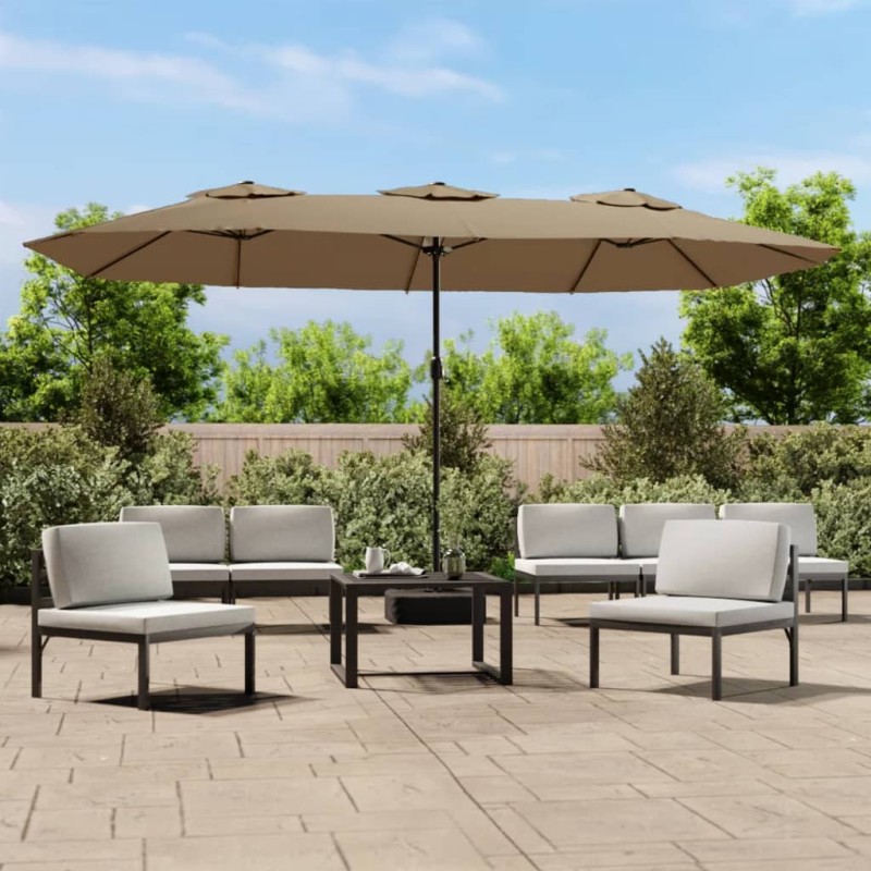 vidaXL Ομπρέλα με Διπλή Κορυφή Taupe 449 x 265 εκ.