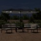 vidaXL Ομπρέλα με Διπλή Κορυφή και LED Μαύρη 449 x 245 εκ.