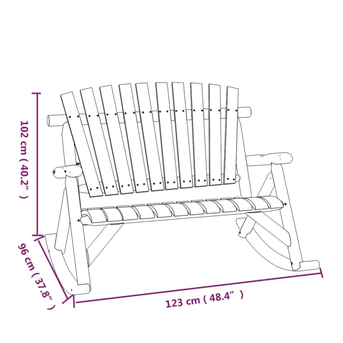 vidaXL Παγκάκι Κήπου Κουνιστό Διθέσιο 123x96x102 εκ. Μασίφ Ερυθρελάτης