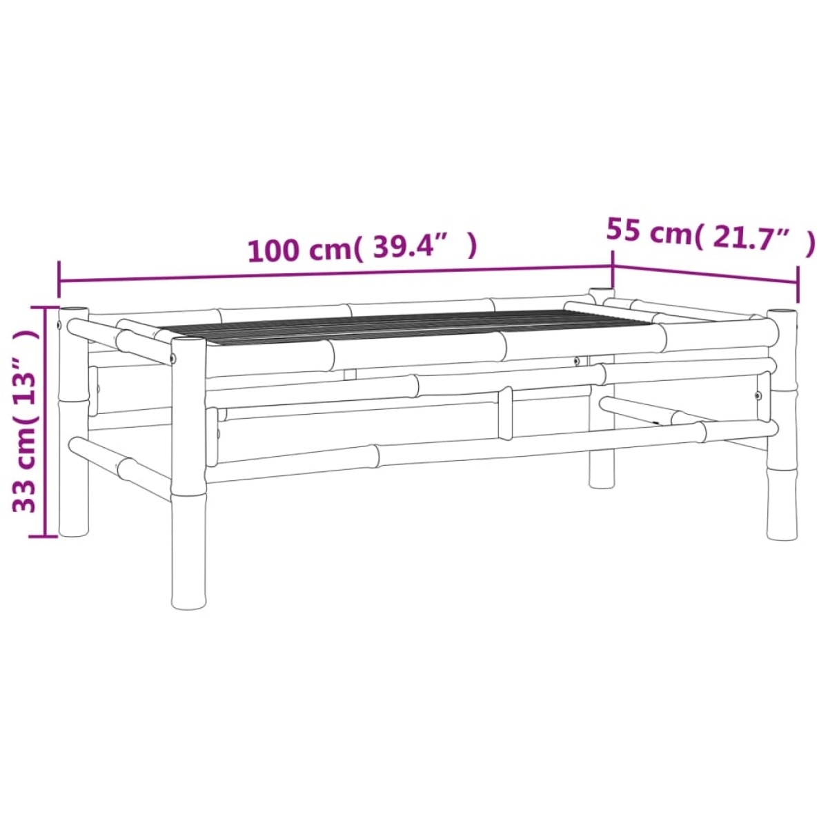 vidaXL Τραπεζάκι Κήπου 100 x 55 x 33 εκ. από Μπαμπού