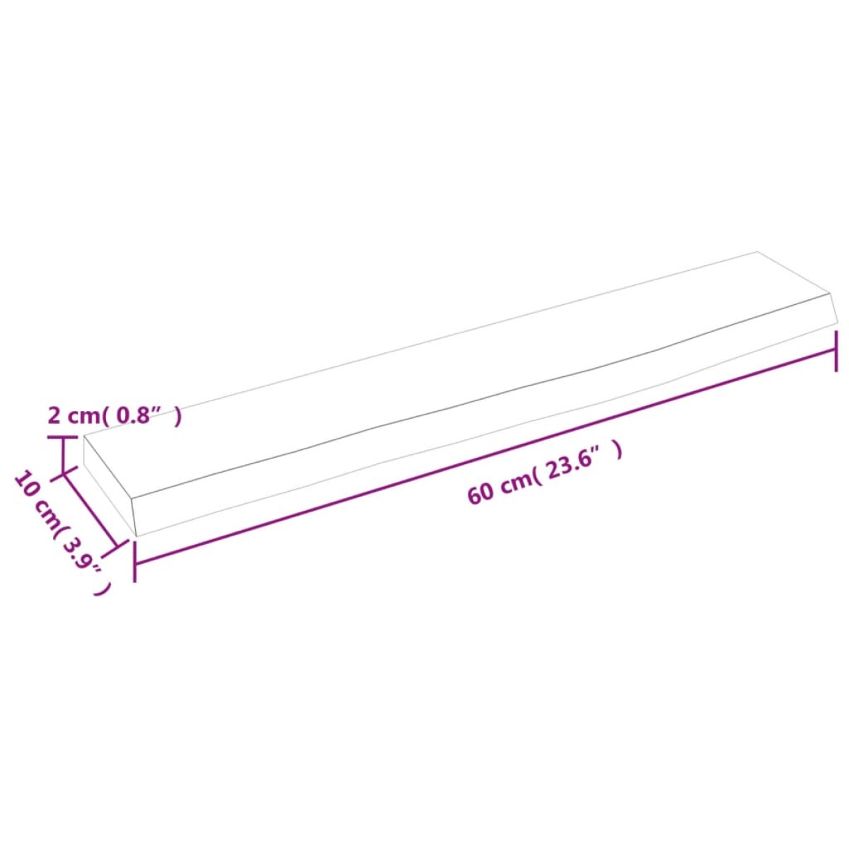 vidaXL Ράφι Τοίχου 60 x 10 x 2 εκ. από Ακατέργαστο Μασίφ Ξύλο Δρυός