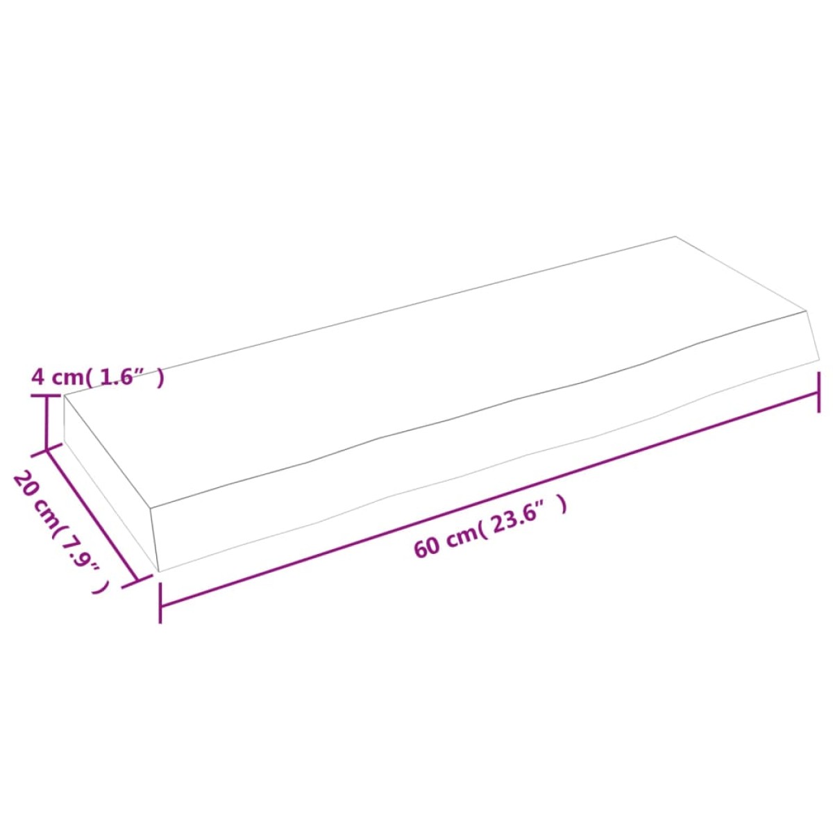 vidaXL Ράφι Τοίχου 60 x 20 x 4 εκ. από Ακατέργαστο Μασίφ Ξύλο Δρυός
