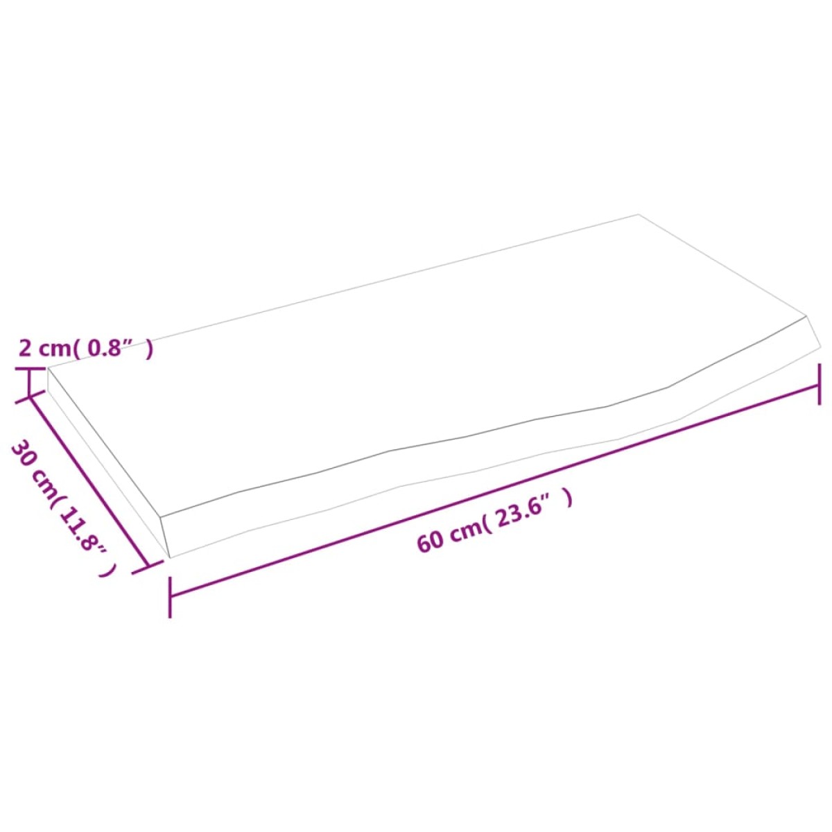 vidaXL Ράφι Τοίχου 60 x 30 x 2 εκ. από Ακατέργαστο Μασίφ Ξύλο Δρυός
