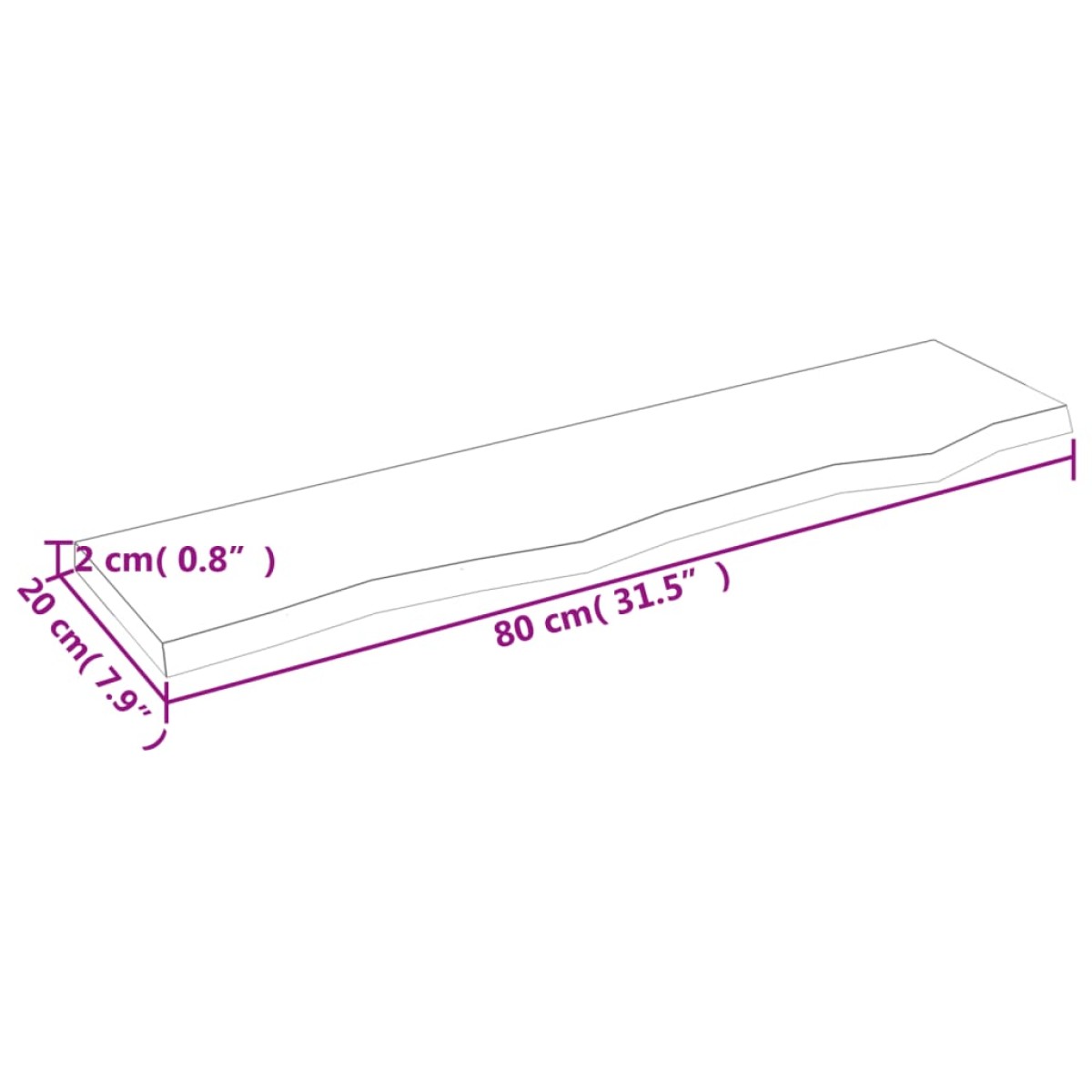 vidaXL Ράφι Τοίχου 80 x 20 x 2 εκ. από Ακατέργαστο Μασίφ Ξύλο Δρυός