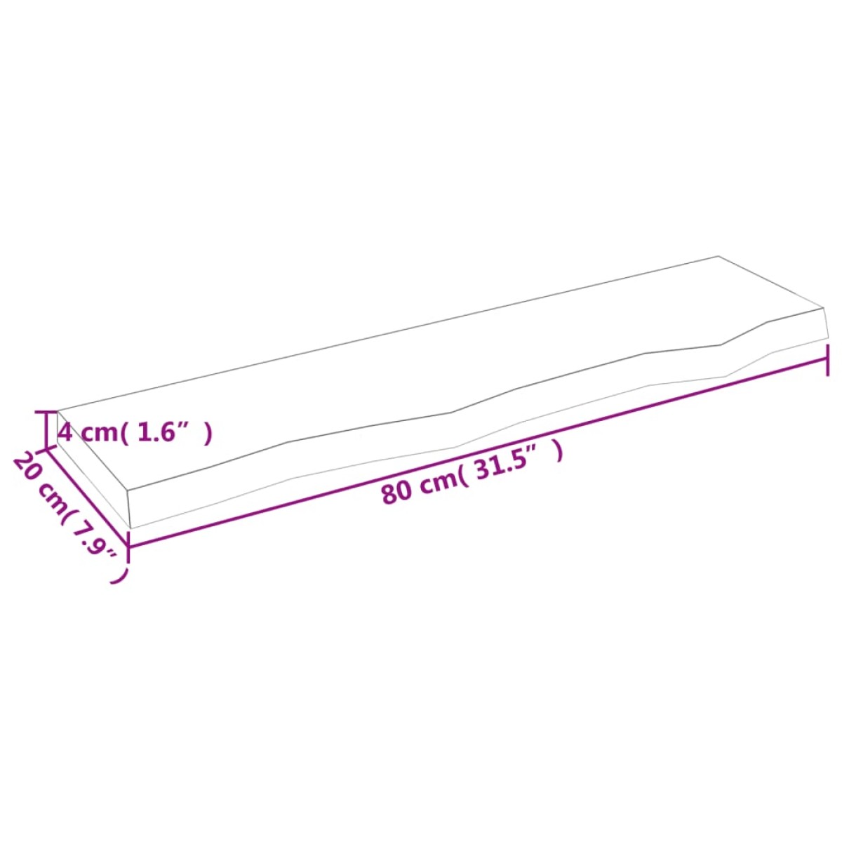 vidaXL Ράφι Τοίχου 80 x 20 x 4 εκ. από Ακατέργαστο Μασίφ Ξύλο Δρυός