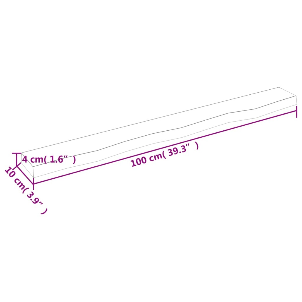 vidaXL Ράφι Τοίχου 100 x 10 x 4 εκ. από Ακατέργαστο Μασίφ Ξύλο Δρυός